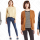 Bernadette Pullover, $63 | 711 Skinny Jeans, $63 | Classic Cardigan Sweater, $45 | Authentic Sherpa Trucker Jacket, $76